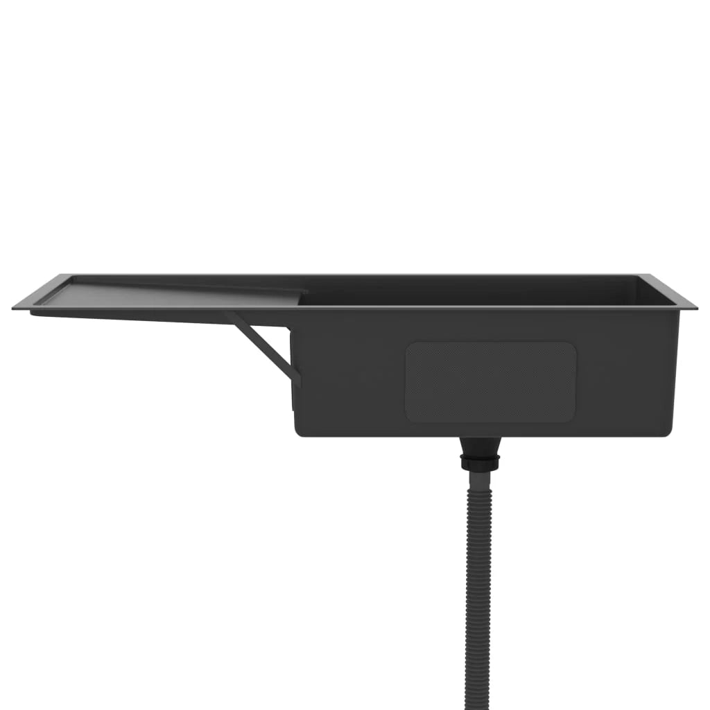 Lavello da cucina fatto a mano 100 x 44 cm acciaio inox nero 02_0002476