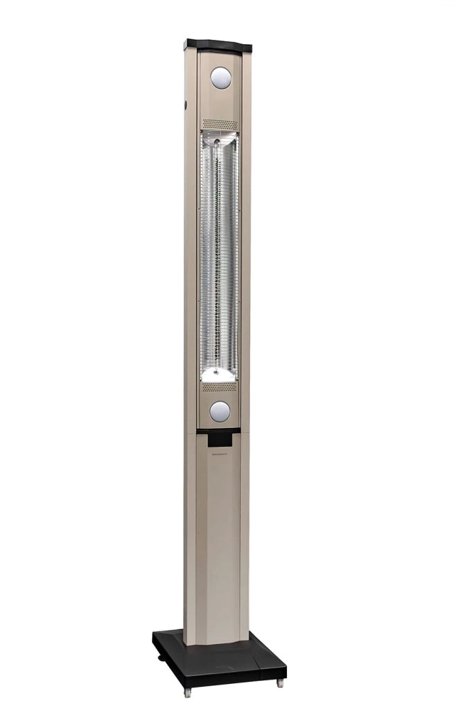 Stufa Elettrica ad infrarossi da Esterno 50x25x200 cm in Fibra di Carbonio con Luce Led Skyline Mocca Mousse