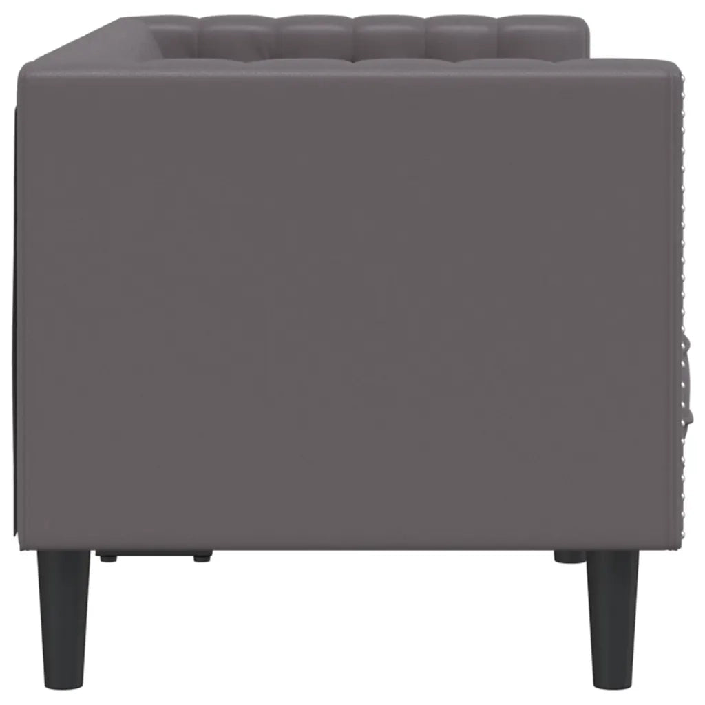 Divano Chesterfield a 2 Posti-Sofa 2 Posti-Divanetto Grigia in Similpelle