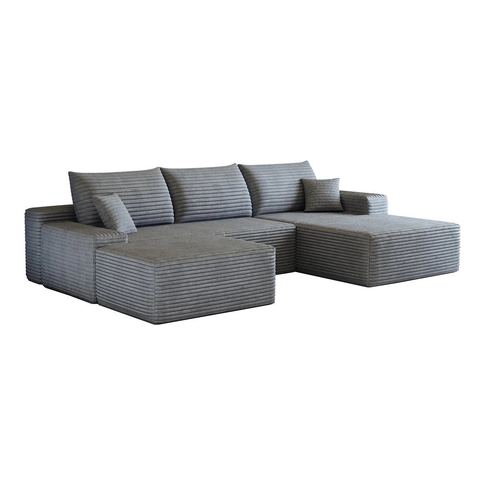 Divano angolare con chaise longue ¨C Minimal ¨C grigio tessuto imbottito 270cm
