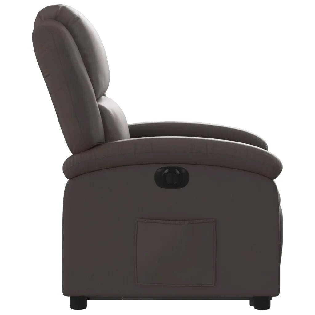 Poltrona a Rialzo Reclinante Elettrica Marrone Scuro Vera Pelle 3204271