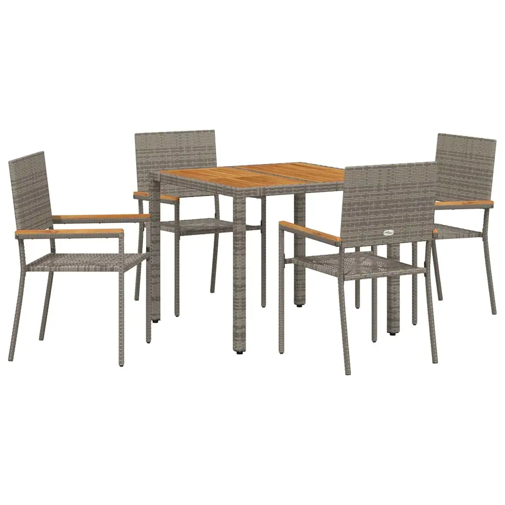 Set da Pranzo per Giardino 5 pcs Grigio polyrattan 3365405