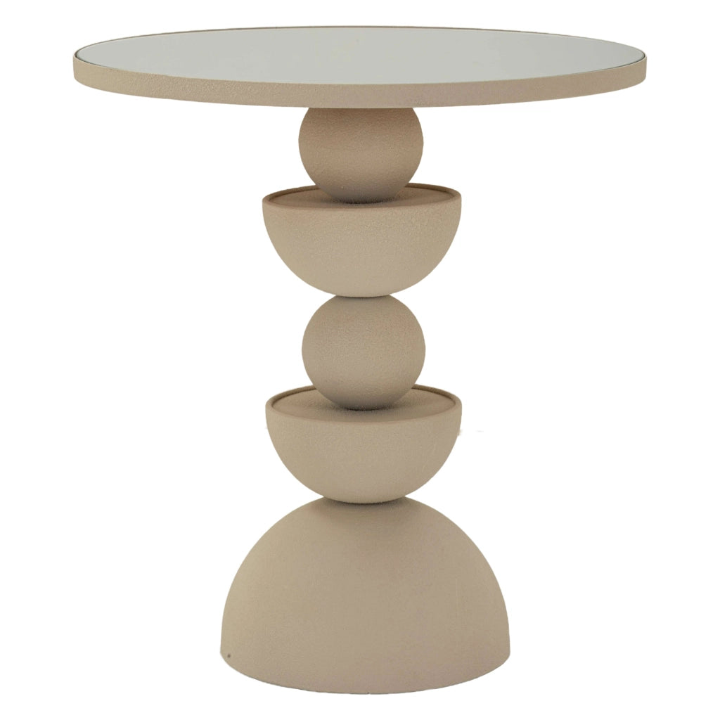 Famefali, Tavolino da Salotto Forma Rotondo, 45x45x50h cm Bianco Crema