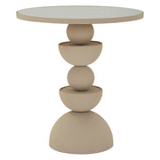 Famefali, Tavolino da Salotto Forma Rotondo, 45x45x50h cm Bianco Crema