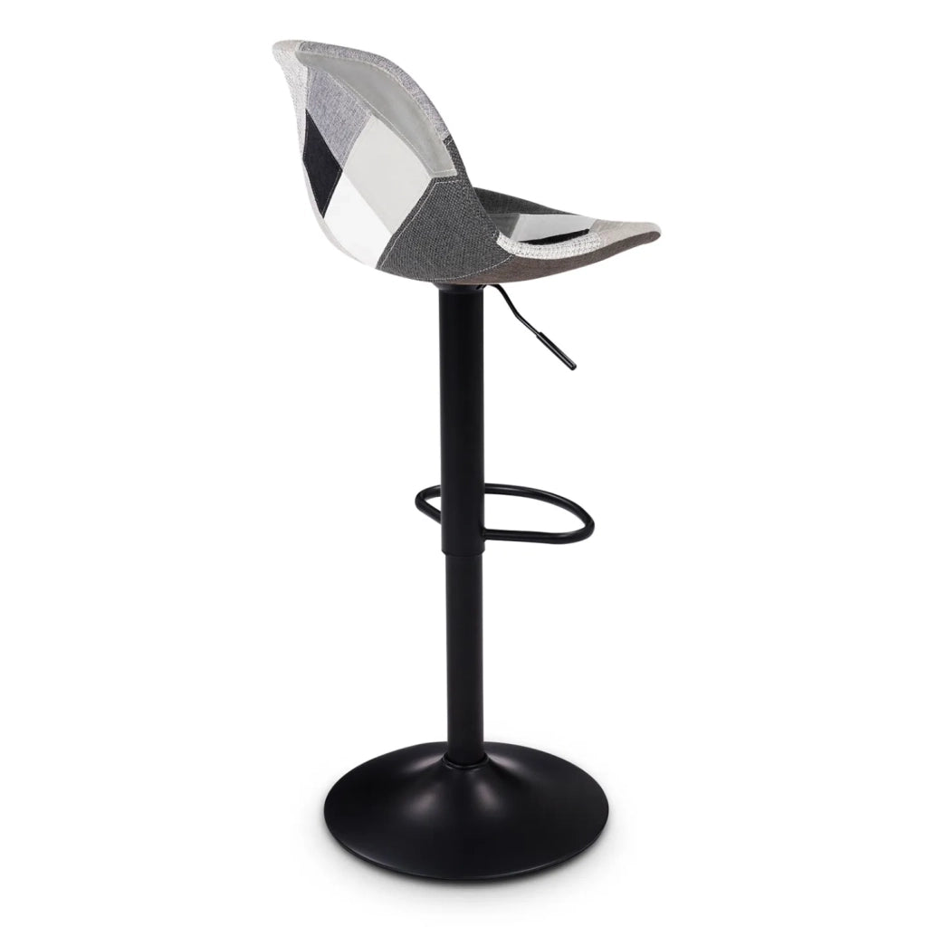 IDMarket - Set di 2 sgabelli da bar design con motivo patchwork nero, grigio y bianco KARL