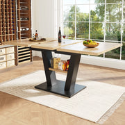 Tavolo da pranzo allungabile per 6-8 persone con piano estensibile in MDF e metallo nero e naturale 118 × 70 × 75 cm