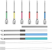 Set di 12 punteruole - Con 3 manici metallici - 1 manico metallico - 6 punteruole di riserva - 2 punteruoli per infilare - Per il fai da te cucito e ricamo