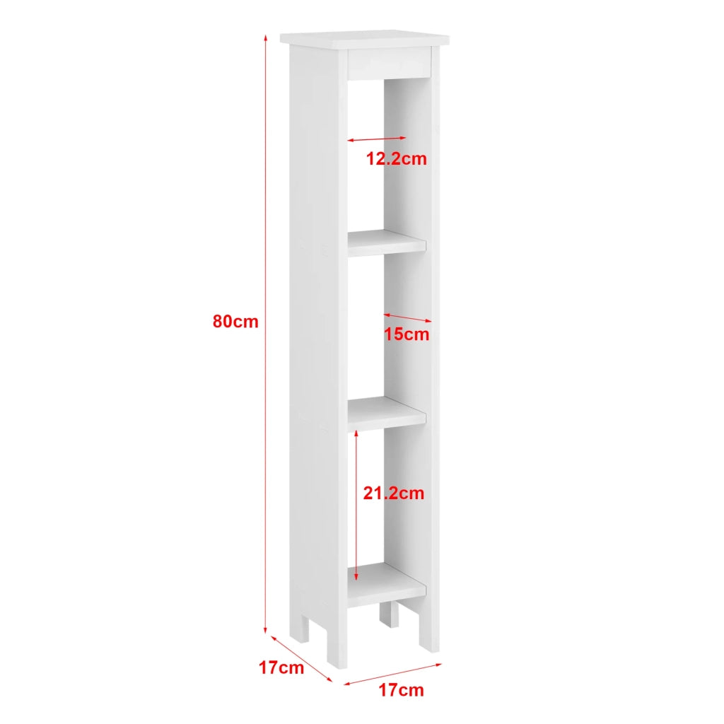 Mobile colonna per mobile bagno con 3 ripiani a giorno in legno composito 80 x 17 x 17 cm bianco 03_0005828