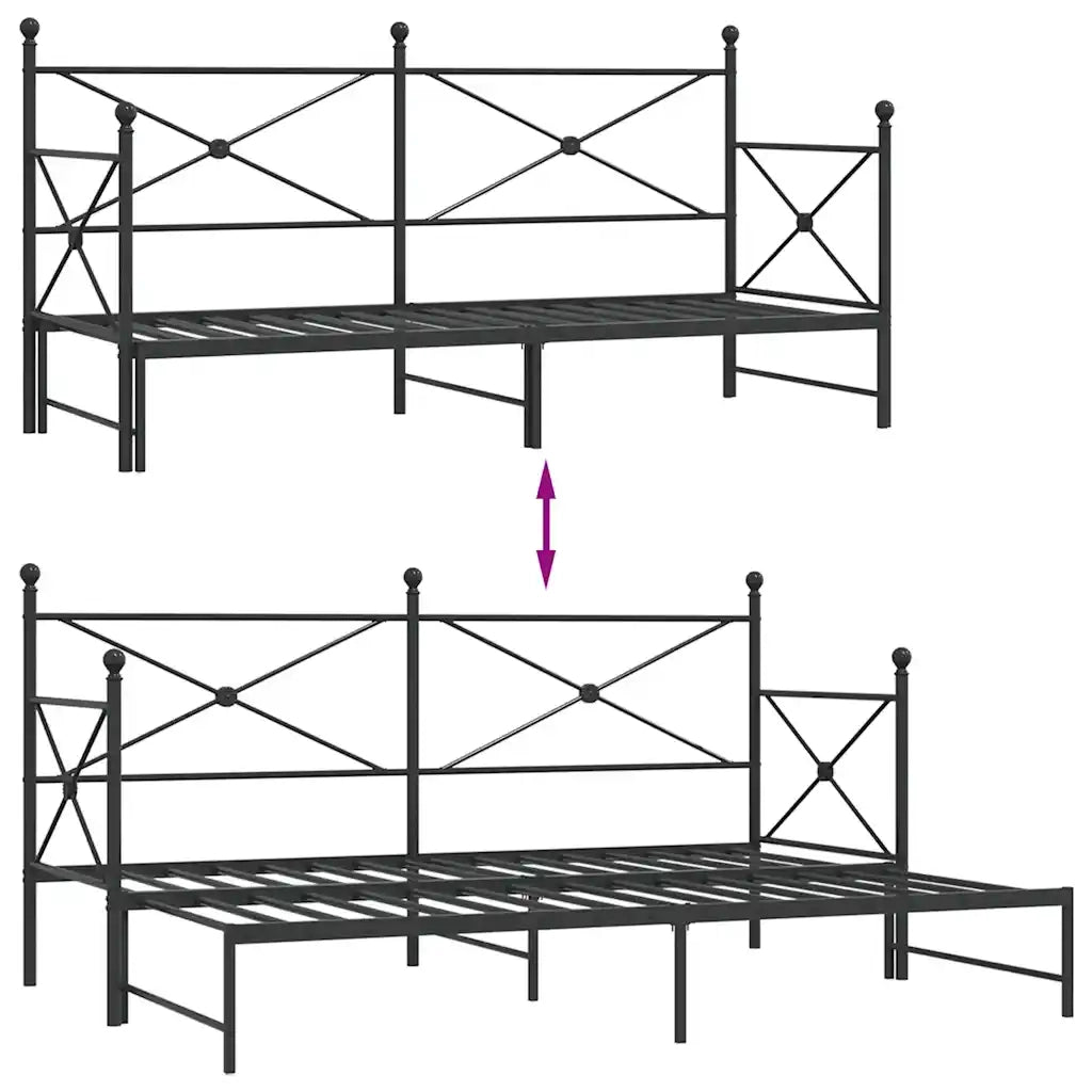 Divano Letto Estraibile senza Materasso Nero 90x190 cm Acciaio 4104674