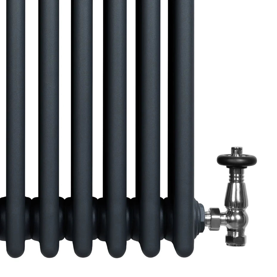 Radiatore Tradizionale 4 Colonne Orizzontale Antracite & Valvole 300 x 1010 mm