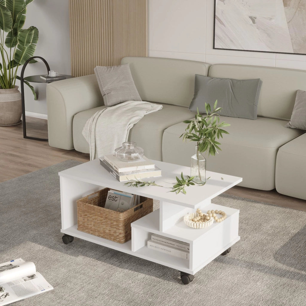 Tavolino in legno "MIN9" - 90 x 51 x 42 cm - Bianco