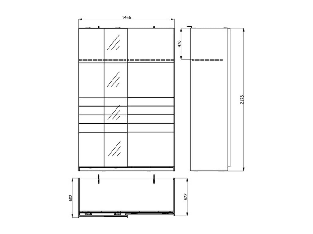 Armadio Camera da Letto Vialone, Guardaroba Grande Appendiabiti, 145.5x217.5h cm Bianco Crema