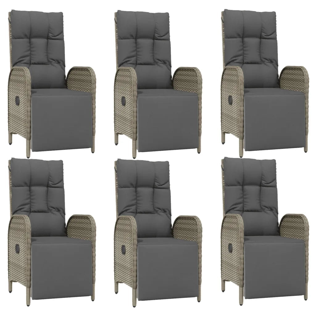 Set da Pranzo da Giardino 7 pz con Cuscini in Polyrattan Grigio 3185032