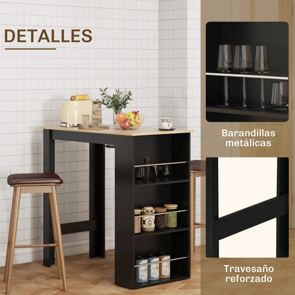 Tavolo da bar ¨C zephmum ¨C nero e naturale 112x57x106 cm