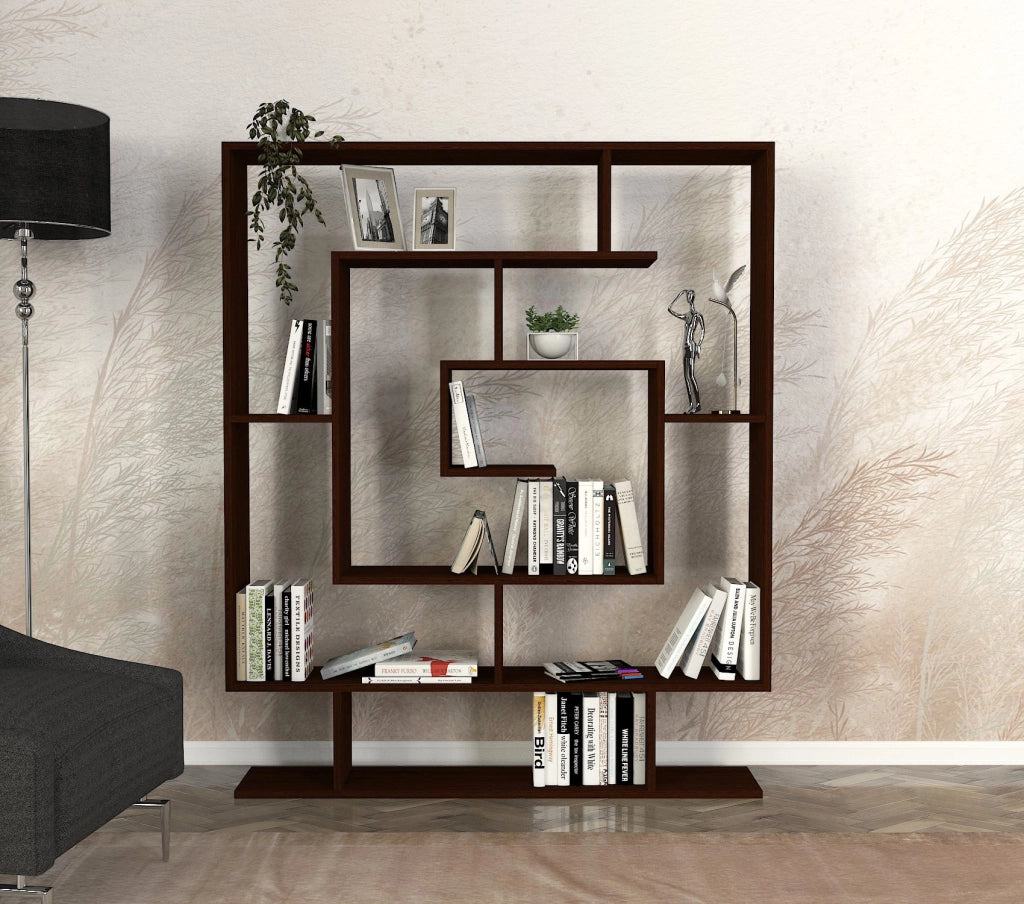 Libreria in legno "Sarmasik" - 124 x 22 x 149 cm - Wengé