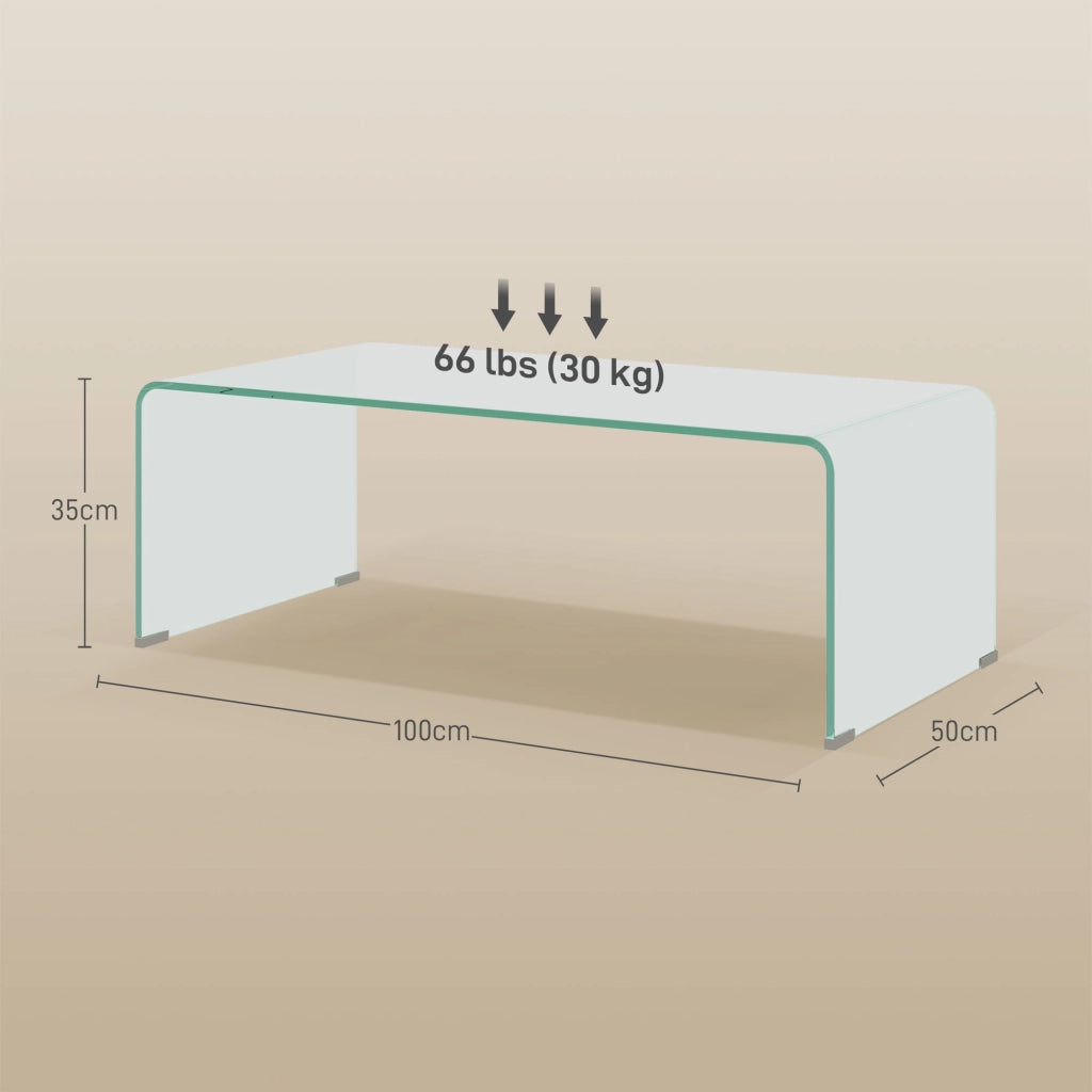 Tavolino da caff¨¨ in vetro temperato ¨C Xylo ¨C trasparente 100x50x35 cm