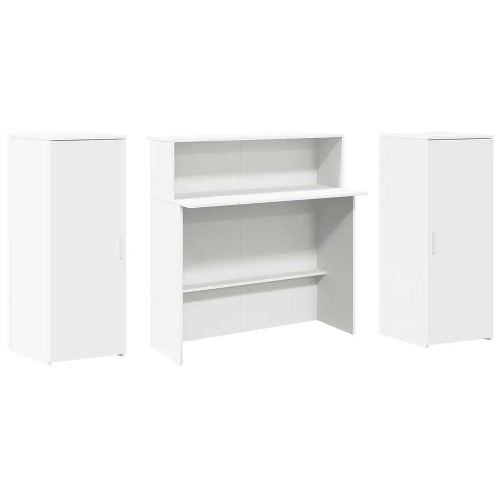 Scrivania per Reception Bianca 180x50x103,5 cm in Legno Massello 3324205