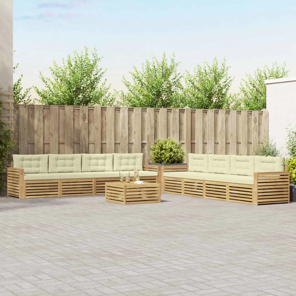 Set di divani da esterno 9 pz Bianco e Crema Poliestere 3390250