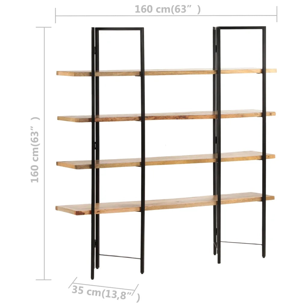 Libreria a 4 Livelli-Scaffale per Libri-Mobile di Stoccaggio 160x35x160 cm in Legno Massello di Mango