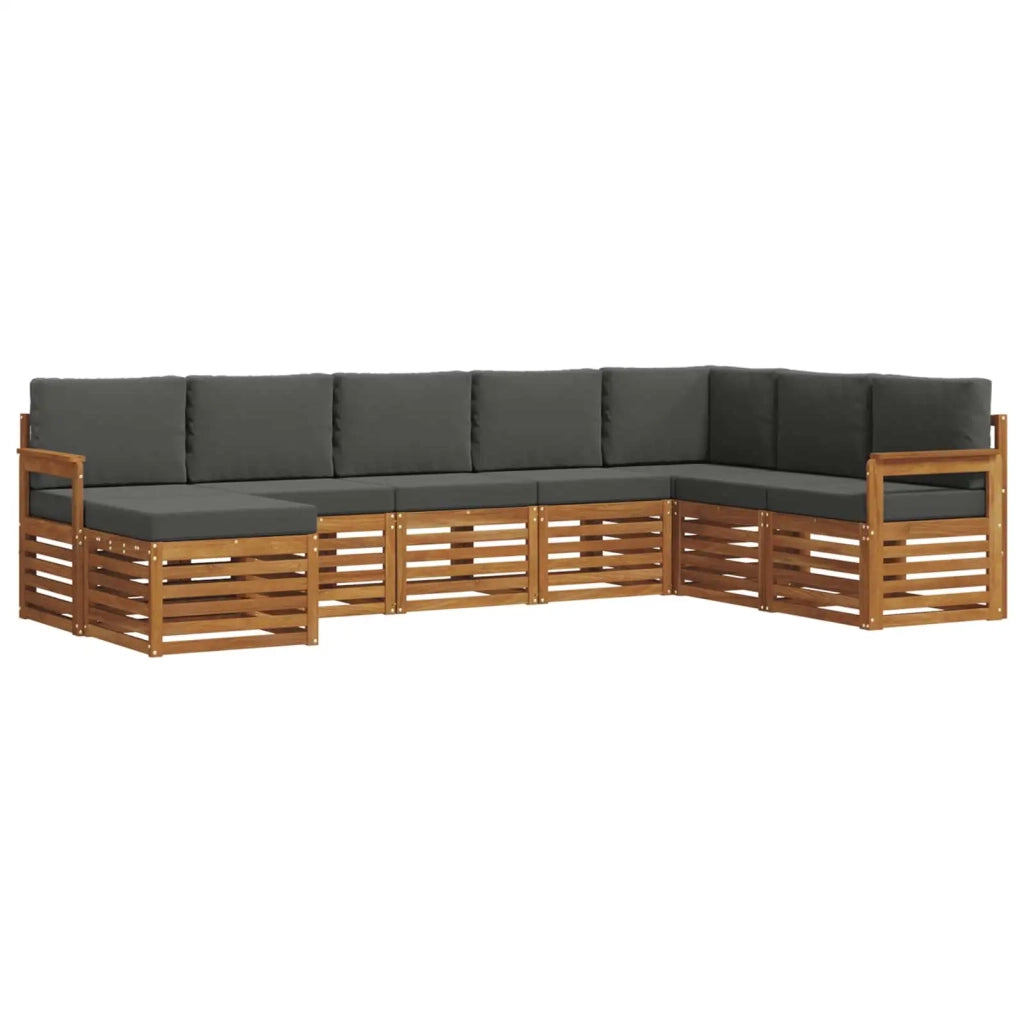 Set di divani da esterno con cuscino 8 pcs Naturale e Antracite