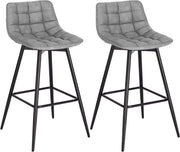 Set di 2 sedute da bar ergonomiche con schienale - 43x35x88cm - Grigio - Industriale/Moderno