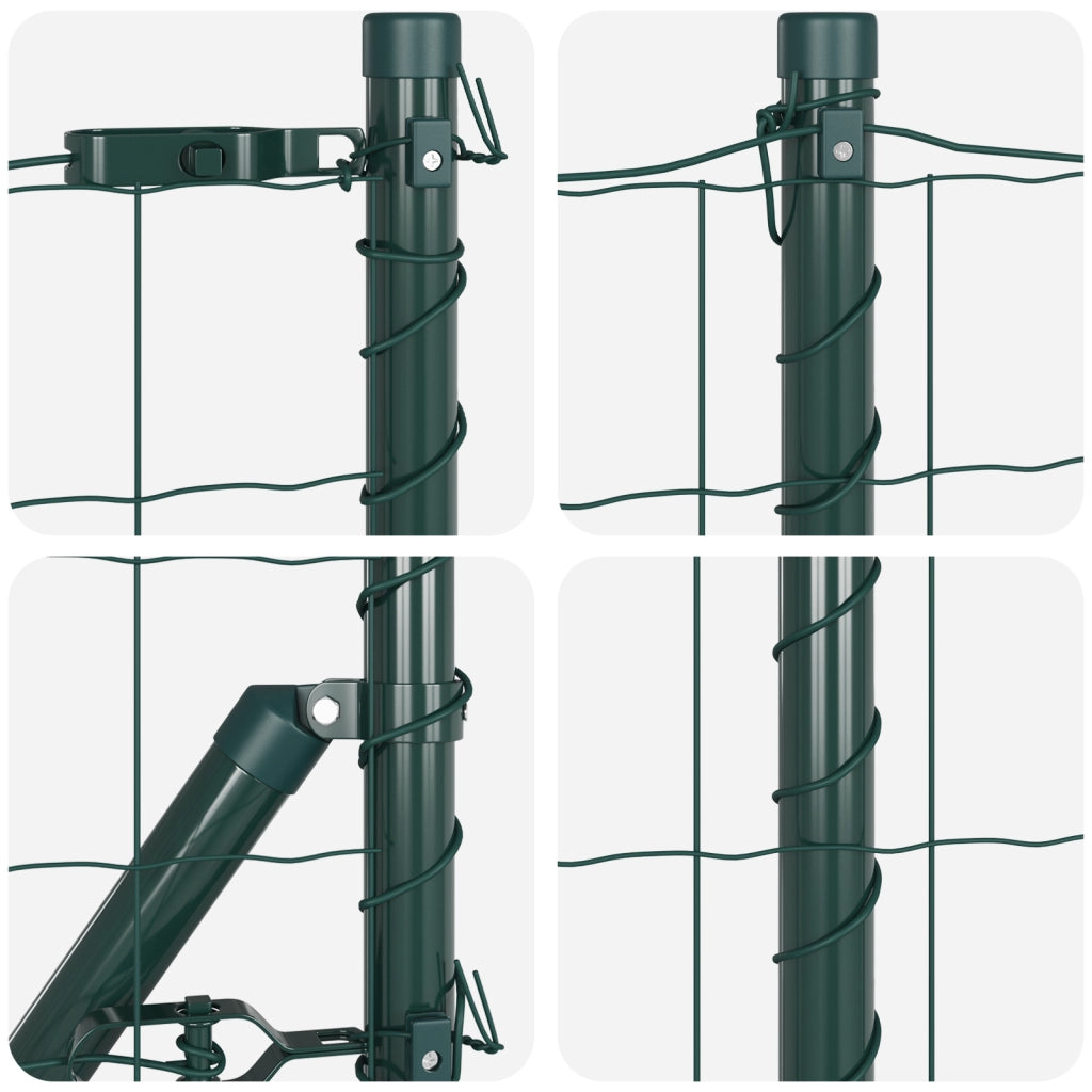 Euro Fence con 7 Post 0.4x10 m Acciaio Zincato Verde