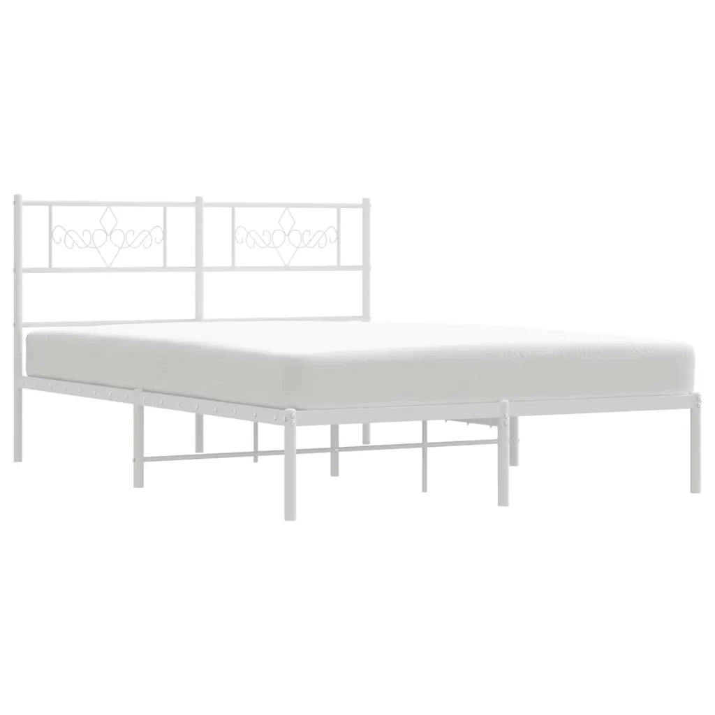 Giroletto con Testiera-Struttura Letto con testiera Metallo Bianco 135x190 cm 980049
