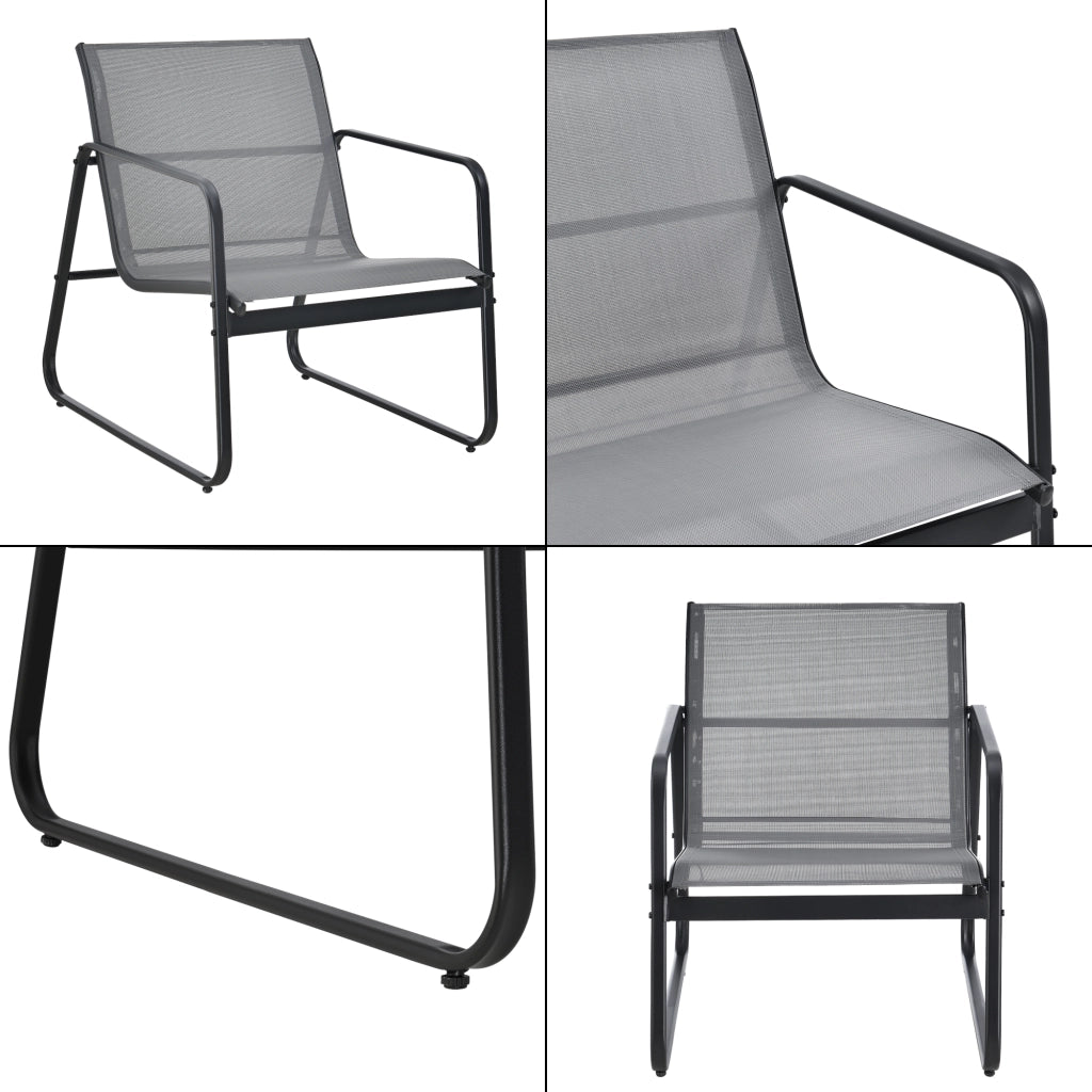 Set Palencia di Mobili da Giardino Tavolino Divano e 2 Sedie da Esterno - Grigio Chiaro/Nero [en.casa]