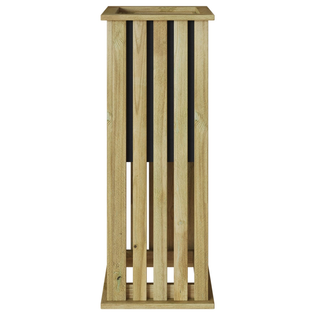 Vaso da Giardino con Rivestimento 33x33x85 cm Legno di Pino Impregnato