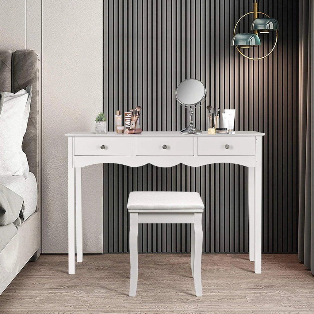 Tavolo Consolle, con 3 Cassetti, Console e Tavoli da Divano, Design Compatto e Stretto, Ingresso, Salotto, Salvaspazio e Moderno, Portata di 45 kg, 100x32x75 cm (Bianco)