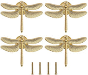Maniglie a forma di libellula - 4 pezzi - Decorative maniglie - Accessori per mobilio - Maniglie a forma di foglia - Facili da installare - Maniglie di carico