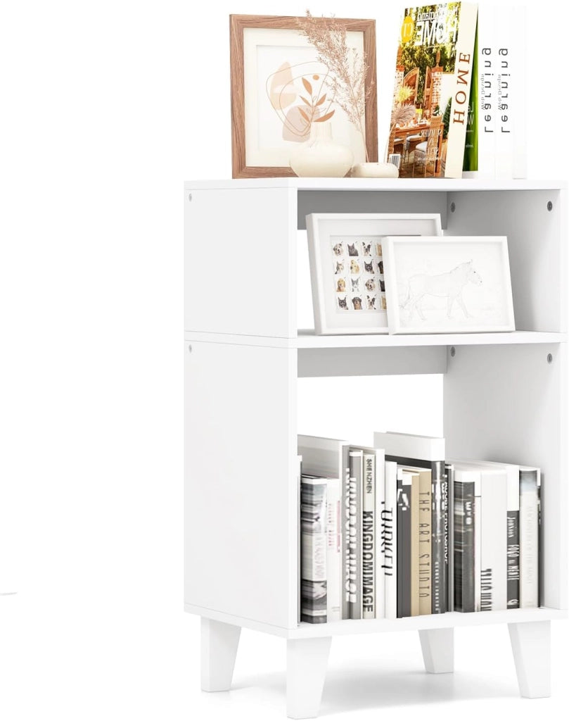 Tavolino a 3 Livelli, Tavolino Moderno con Ripiani, Gambe e Struttura Stabile, Tavolino da Divano Multiuso per Camera da Letto, Soggiorno e Ufficio, 39,5 x 29,5 x 65 cm, Bianco