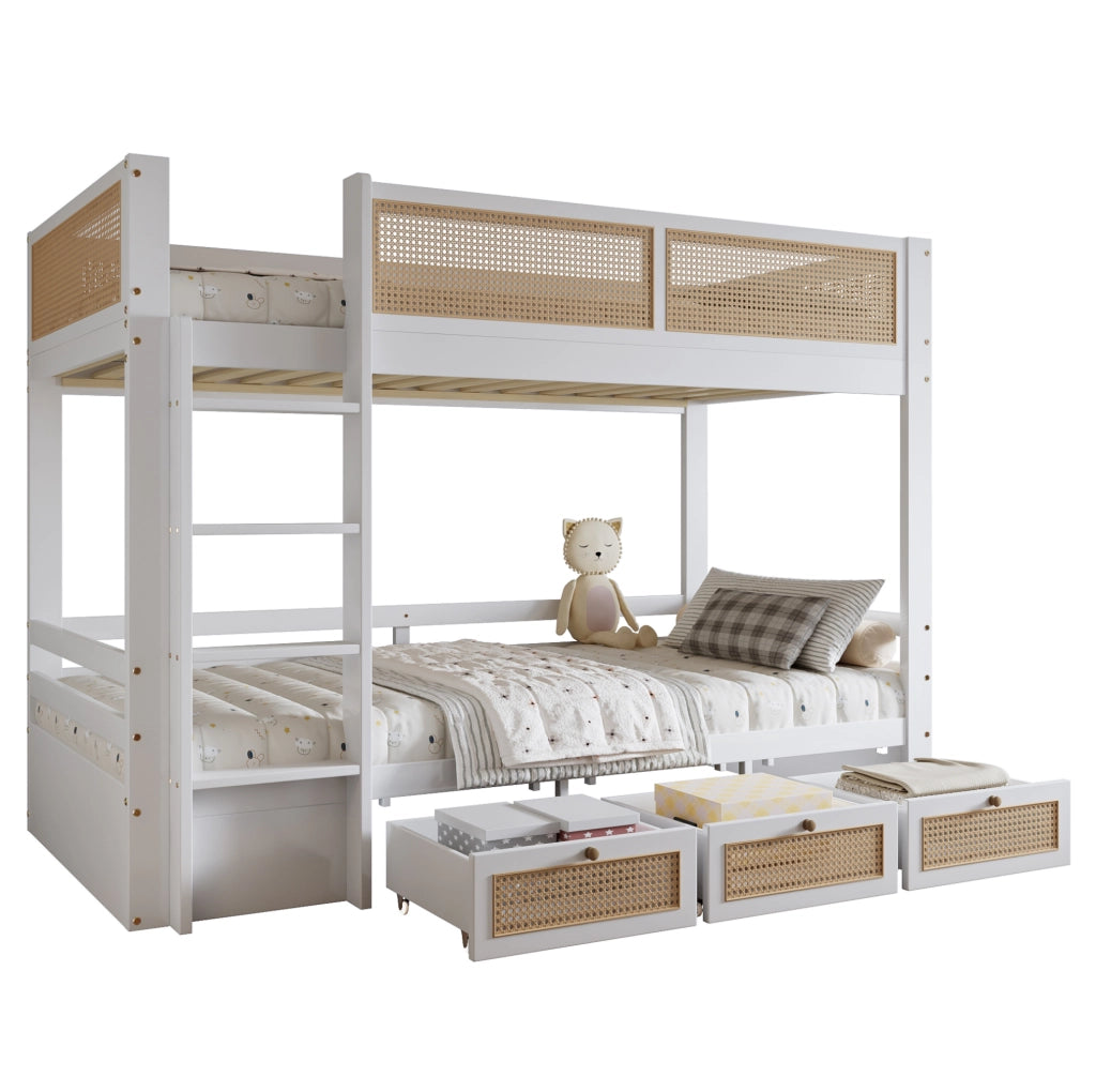 Letto a castello per bambini 90x200 cm con 3 cassetti