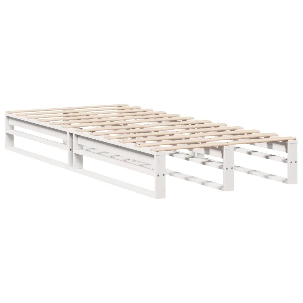Letto singolo | Letto per adulti | Giroletto senza Materasso Bianco 100x200 cm Legno Massello Pino