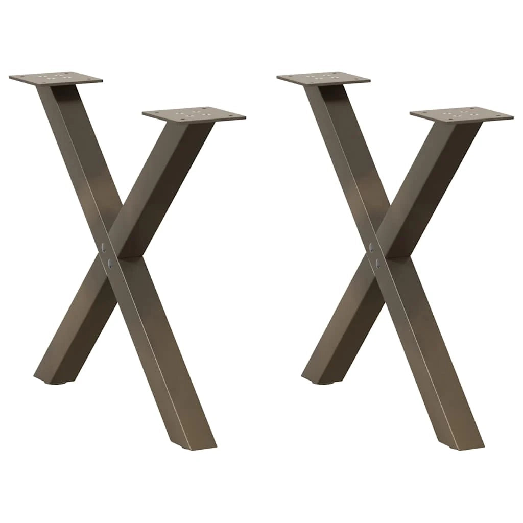 Set di 2 gambe per tavolino da caffè a forma di X 50 x 43 cm con piedini regolabili design moderno acciaio naturale 02_0057172