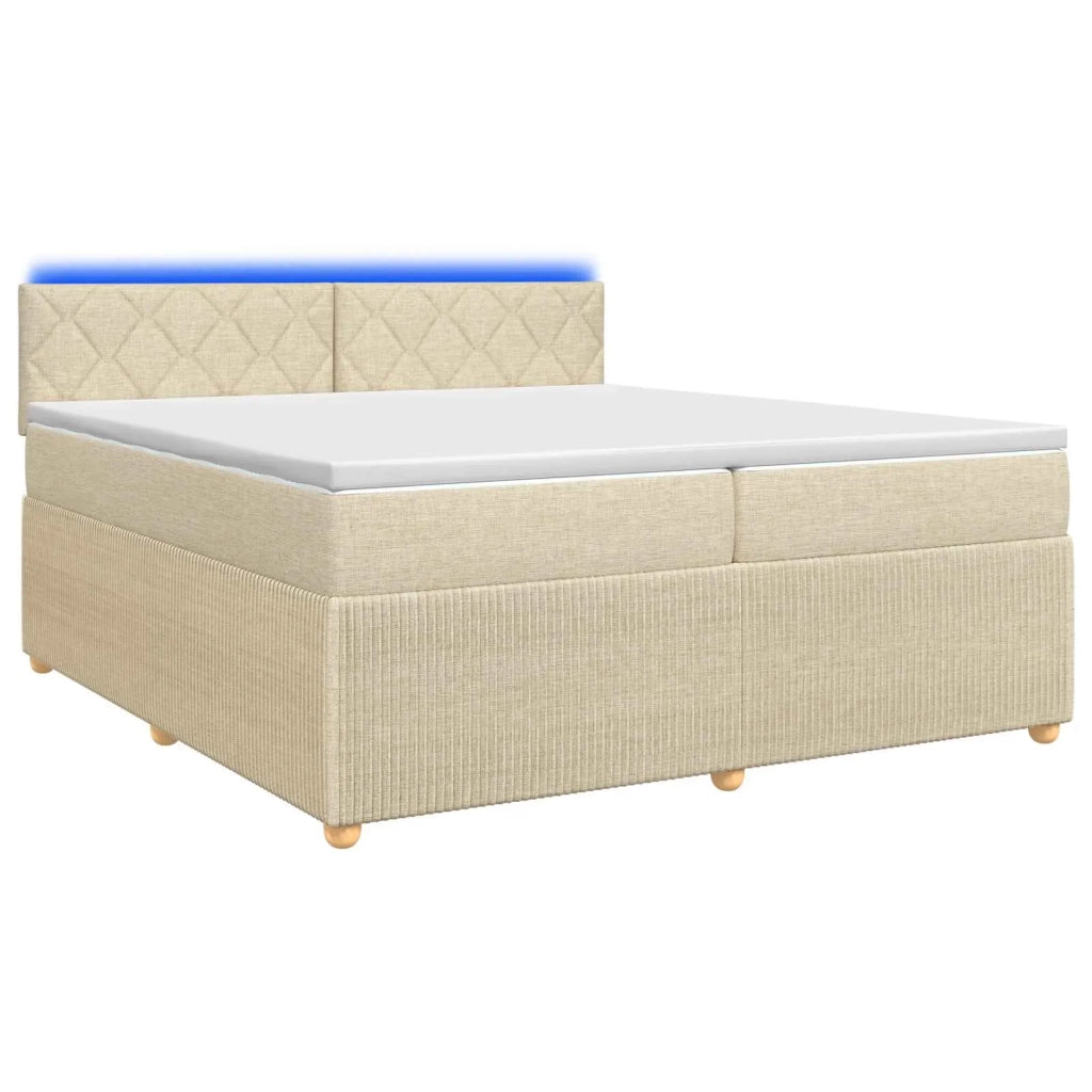 Letto box spring con materasso Crema 200 x 200 cm Tessuto 3453021
