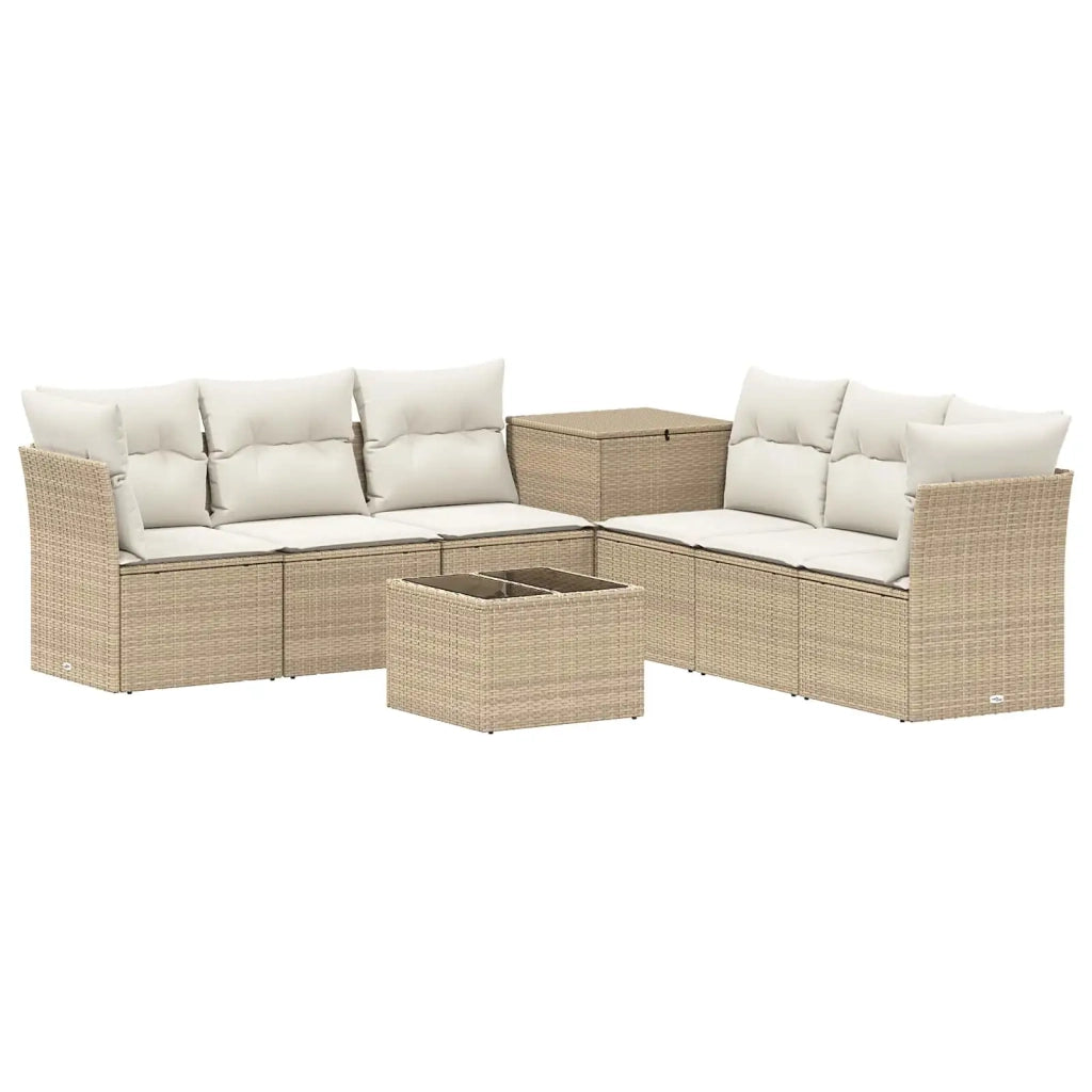 Set di divani 8 pz Beige e Bianco Crema 3448284