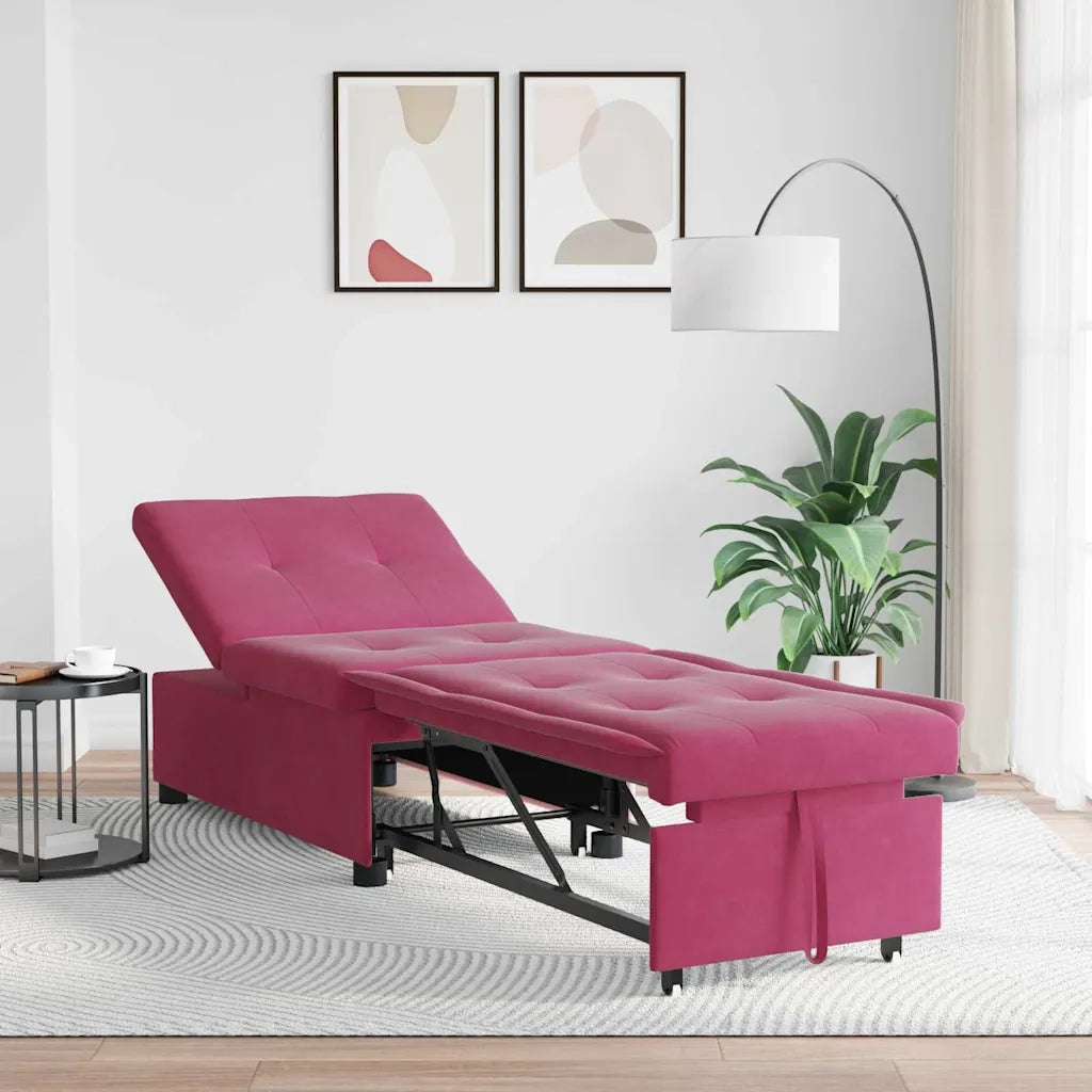 Divano letto-Sofa Letto-Daybed Rosso Vino 194 x 67 x 82 cm Velluto