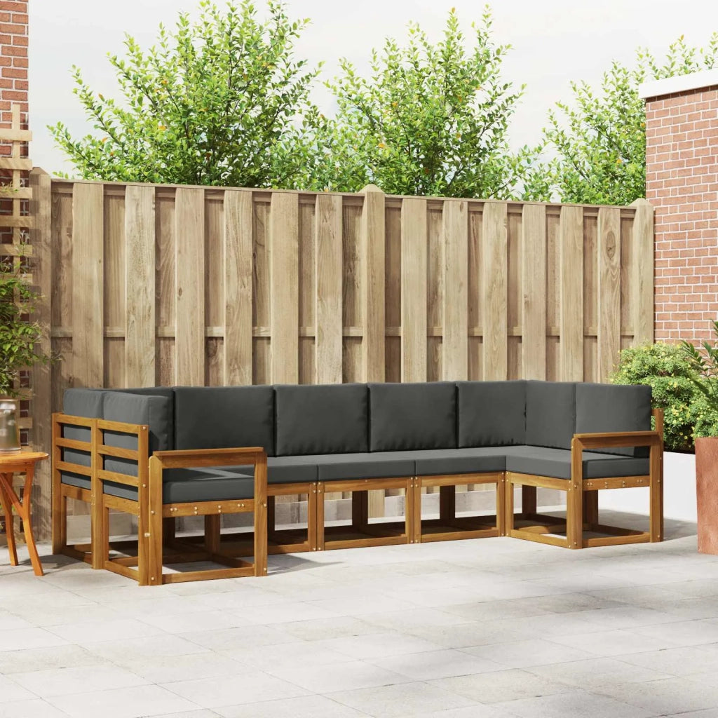 Set di divani da esterno con cuscino 7 pcs Naturale e Antracite