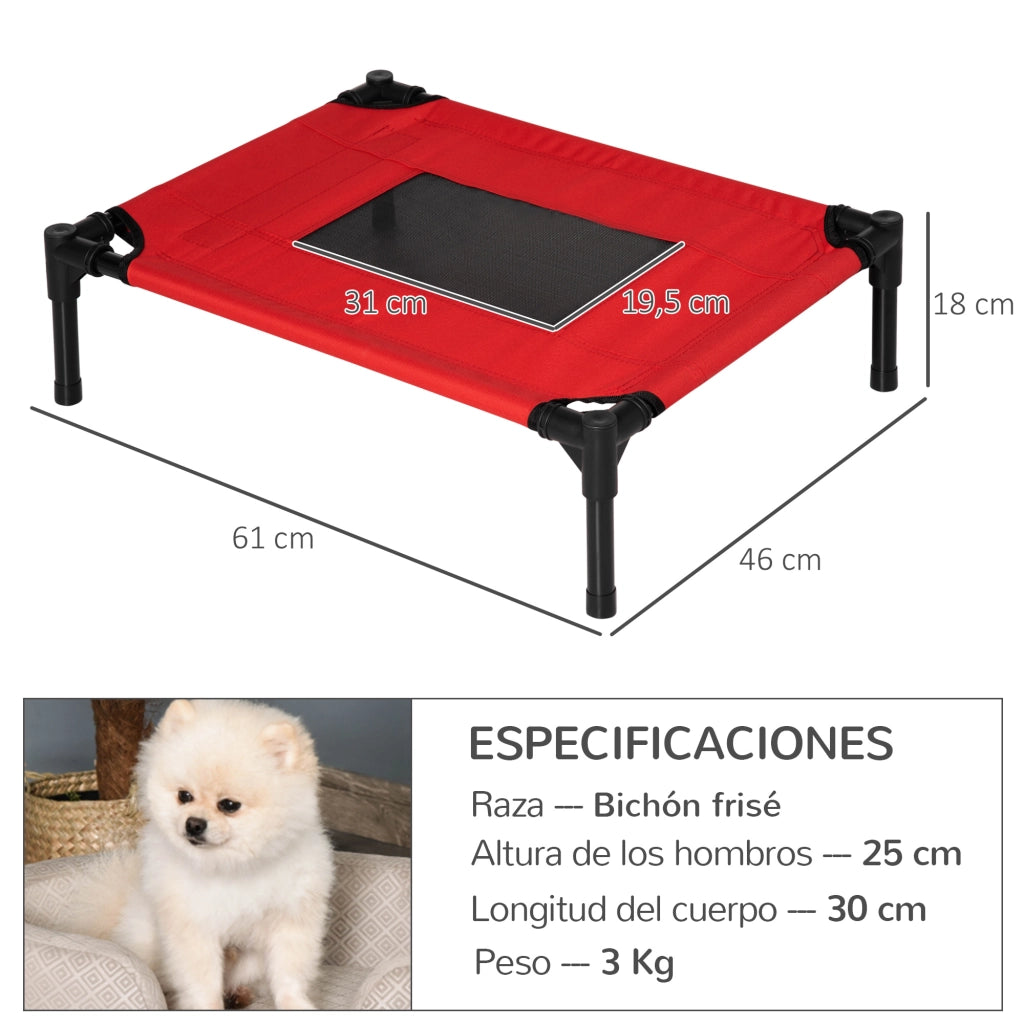 Letto per Cani Gatti Portatile con Zona a Maglia ¨C Zephmum ¨C 61x46x18 Rosso