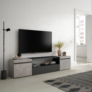 Mobile TV, 200x35x45cm, soggiorno, Per TV fino a 80", Mobile Soggiorno, grigio cemento RF2238