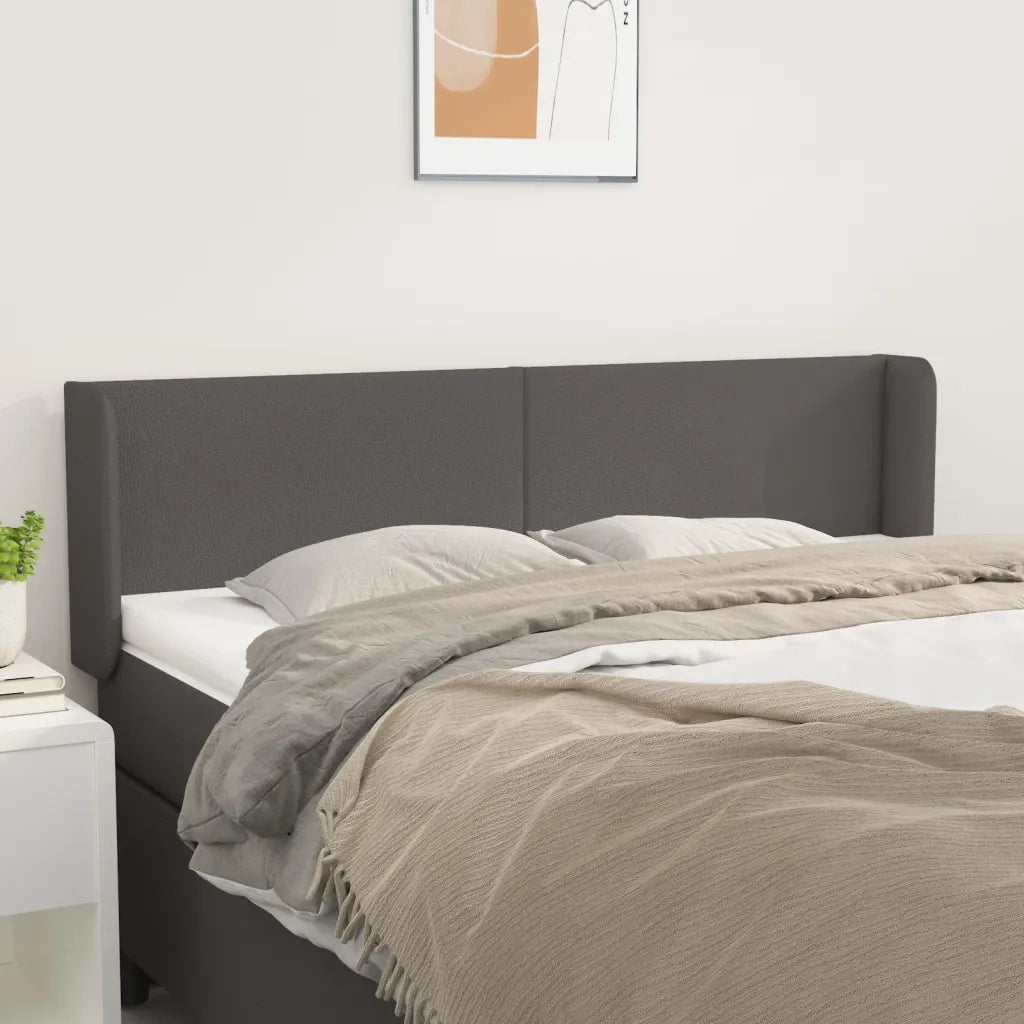 Testiera | Testata ad Orecchio Grigio 147x16x78/88 cm in Similpelle