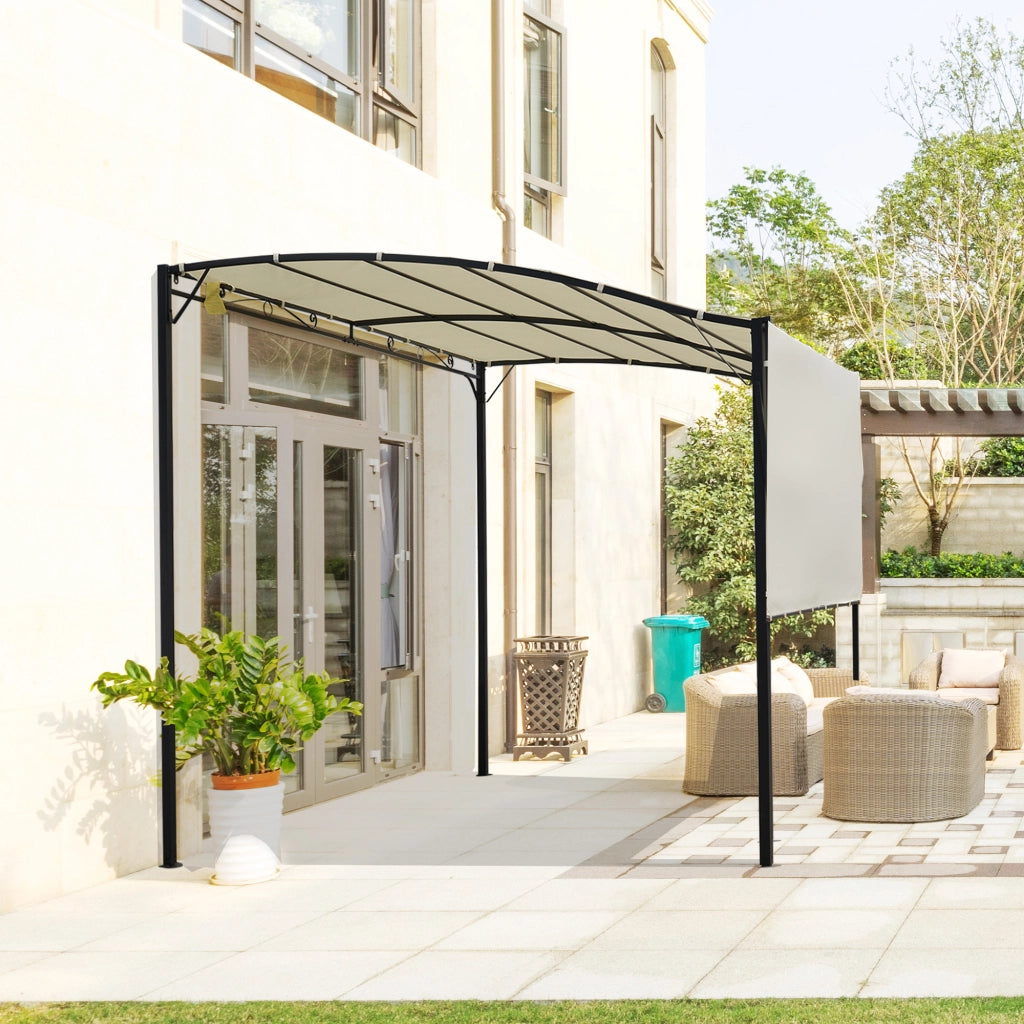 Pergola da esterno con tetto pieghevole, struttura in acciaio, 300 x 250 cm, bianco crema
