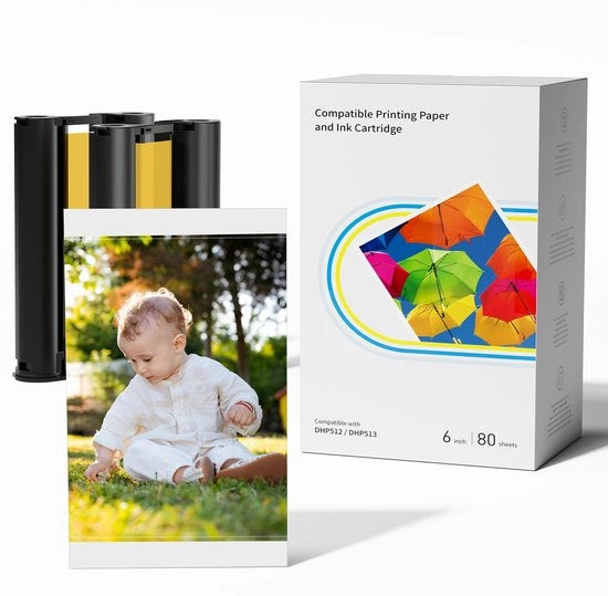 Fotopapier 10x15cm - 80 fogli - 2 cartucce - Stampante termosubbatterica - Protezione acqua/ossidazione - Colori vivaci - Fotopapier per stampa