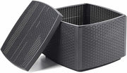 Pouf Contenitore Naxos Effetto Rattan 53x53 cm da Esterno
