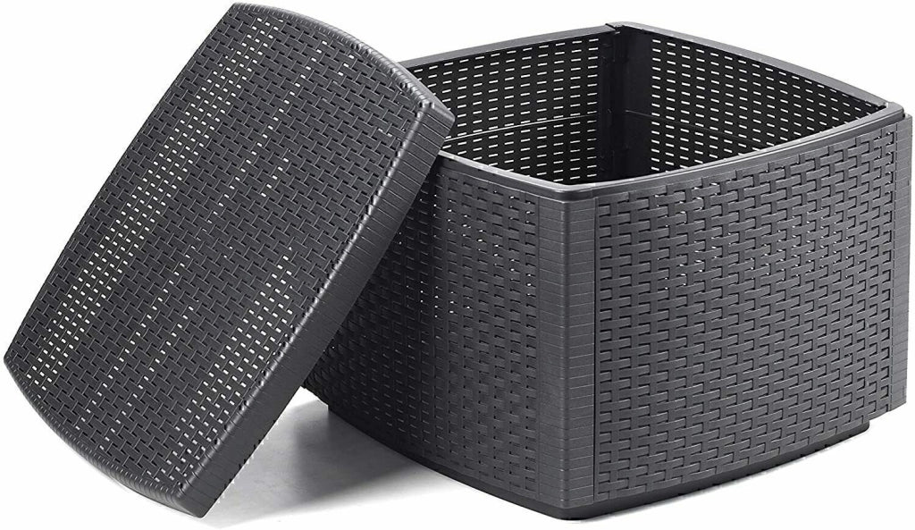 Pouf Contenitore Naxos Effetto Rattan 53x53 cm da Esterno