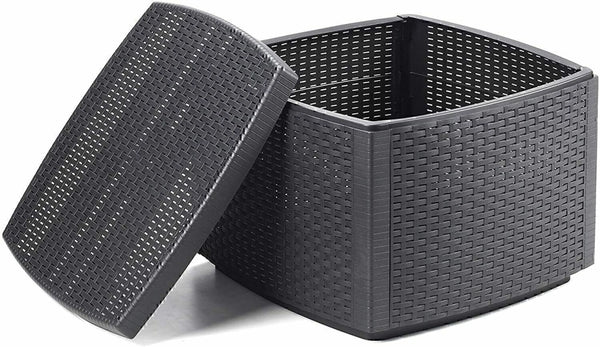 Pouf Contenitore Naxos Effetto Rattan 53x53 cm da Esterno