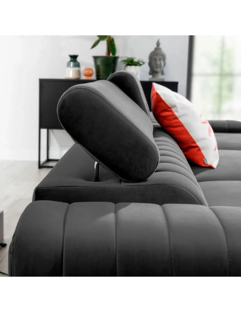 Divano angolare destro Grigio scuro convertibile 3 posti JAYSON con letto