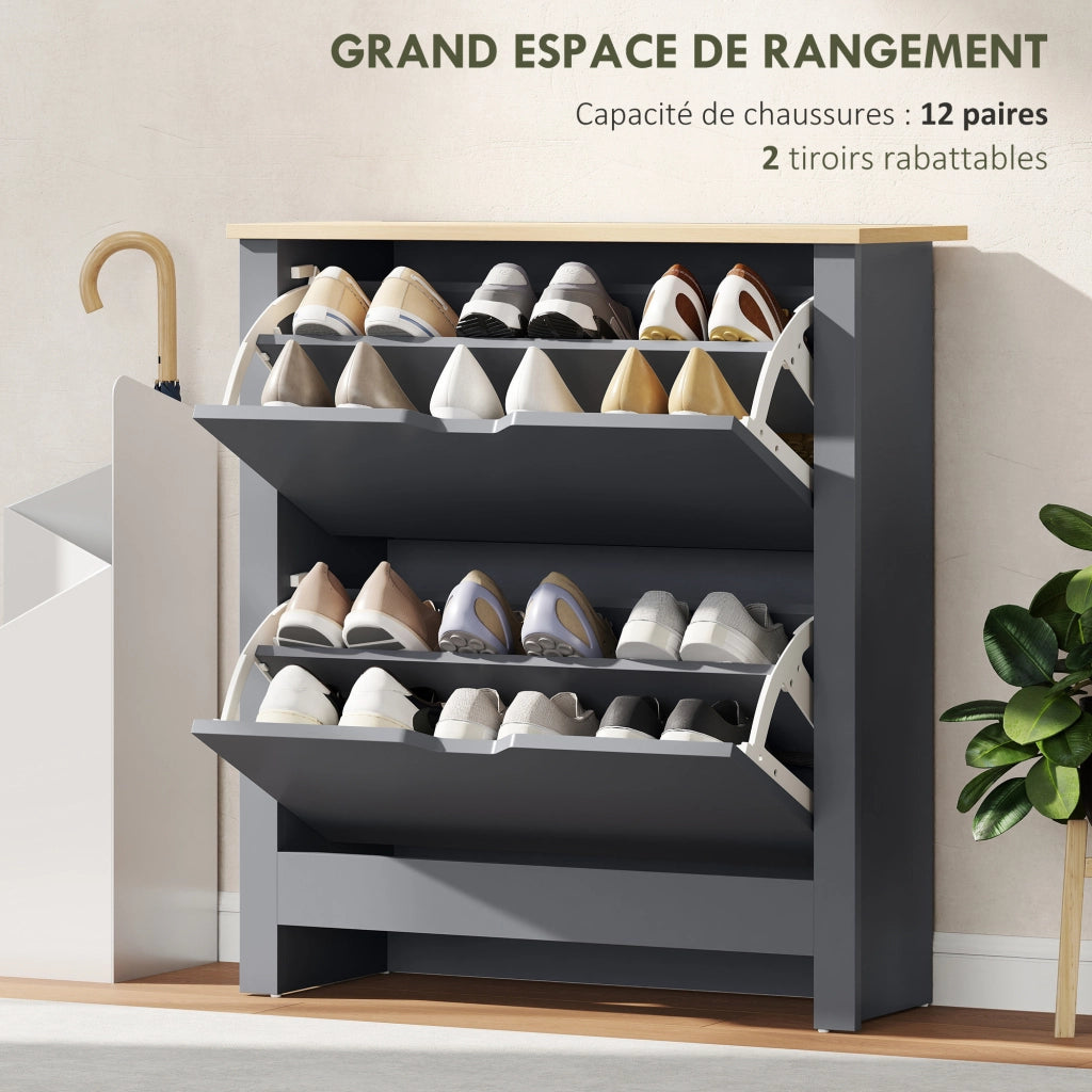 Armadio per scarpe 12 paia ¨C zephmum ¨C grigio scuro