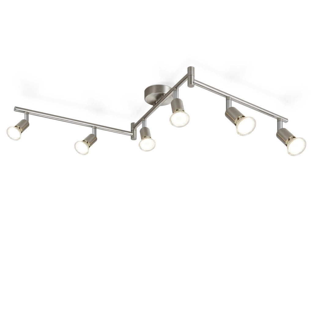 ZMH Faretto da soffitto acciaio inox 6 luci GU10 rotanti 330° moderni per camera letto senza lampadina